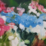 Schilderij, J. Vorkink, Ridderspoor, 1982
